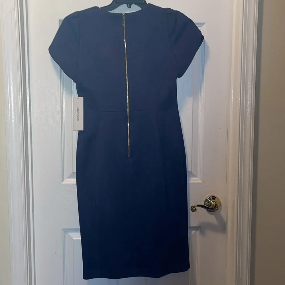 Calvin Klein women’s tulip sleeved suede navy above the knee sheath dress size 8 - Picture 8 of 11
